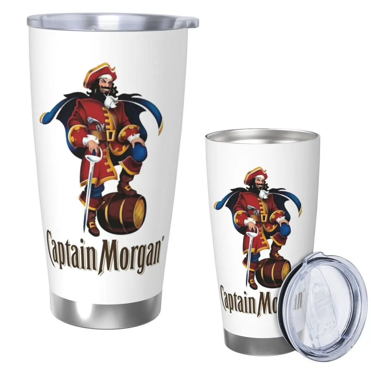 

Captain Morgan Stainless Steel Tumbler Vacuum Insulated Mugs Thermal Cold Cups Straws With Lid 20oz