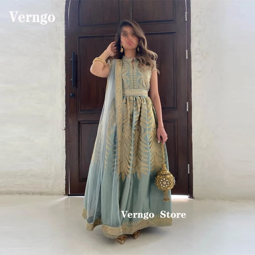 Verngo-Robe de Soirée Marocaine en Dentelle pour Femme, Kaftan, Col Haut, Motif Vintage, Dubaï, Arabe