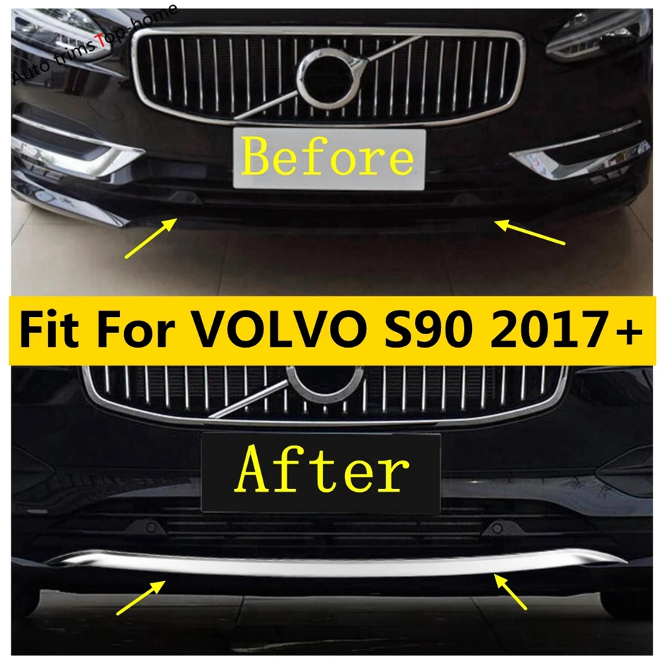 

Stainless Steel Front Bottom Bumper Grille Grill Vent Decoration Strips Cover Trim Fit For VOLVO S90 2017 2018 2019 Accessories