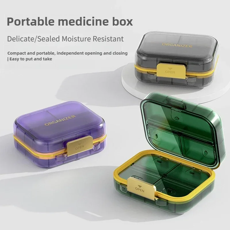 7 شبكات صندوق حبوب منظم دواء مزدوج الطبقات في الهواء الطلق المنزل علبة حبوب منع الحمل المحمولة البلاستيك الصغير تخزين حبوب منع الحمل حامل فيتامين