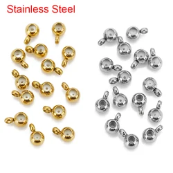 10pcs 4mm Stainless Steel Pendant Connectors Bail Clasps With Silicone Stopper Beads Clip Pinch For DIY Necklace Jewelry Making