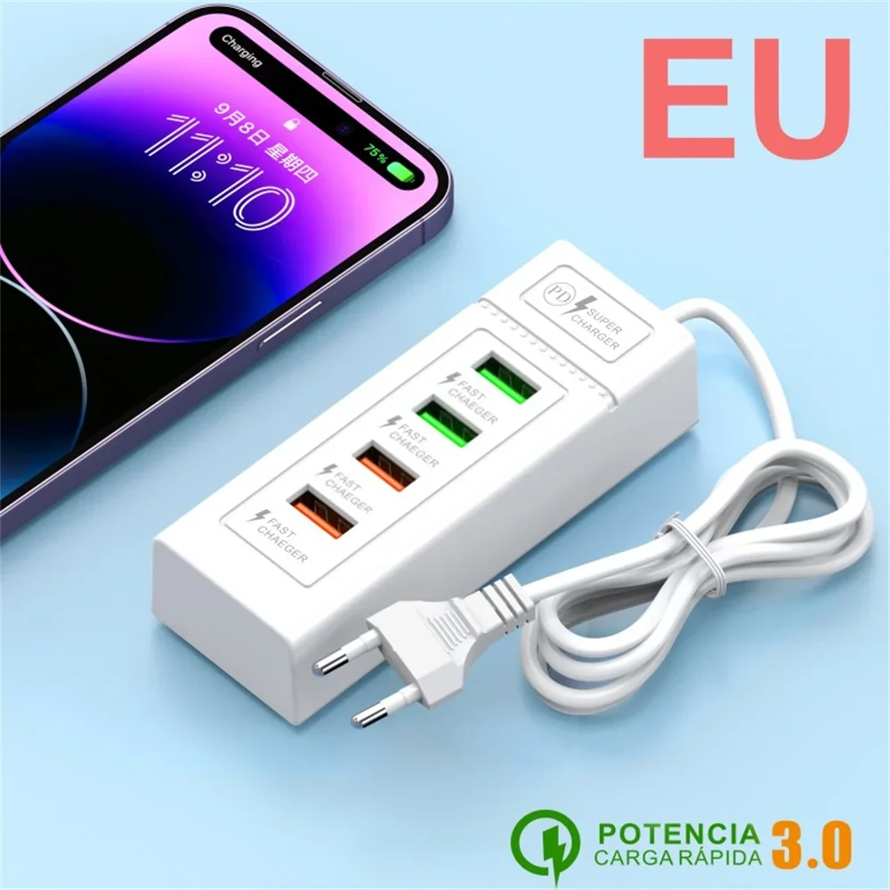 4 Ports USB Schnelle Ladegerät Station USB HUB 3,0 Multi Splitter Adapter USB C Expander Tragbare Reise Ladegerät Für iPhone Xiaomi telefon