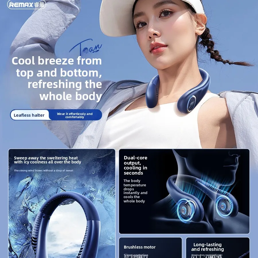 Portable neck fan, long battery life Portable fan usb cooling outdoor silent bladeless fan