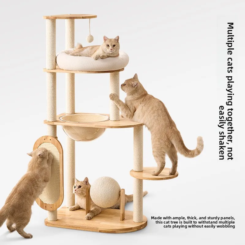 Large Luxury Cat Climbing Frame-Multifunctional Cat House Toy With 4 Levels & Scratch-Resistant Self-Entertaining Indoor Use