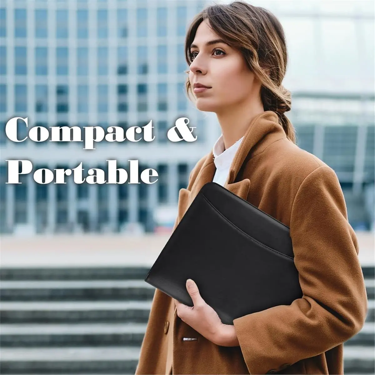 Eco-friendly Leather Padfolio Portfolio Binder Organizer, with 20 Pages Notepad & 13" Tablet Sleeve,for Letter Size A4 Men Women