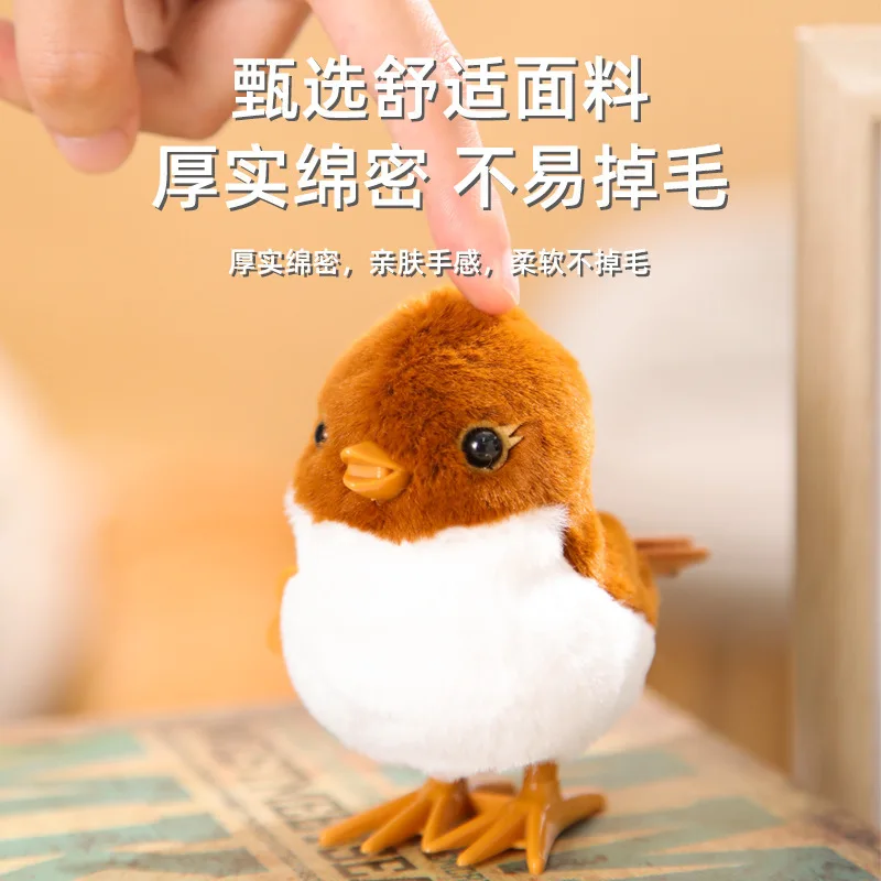 1pc 9.5cm/3.74in Jumping Sparrow Le Jier Winding Clockwork Toy Simulated Plush Jumping Bird Toy for Kids