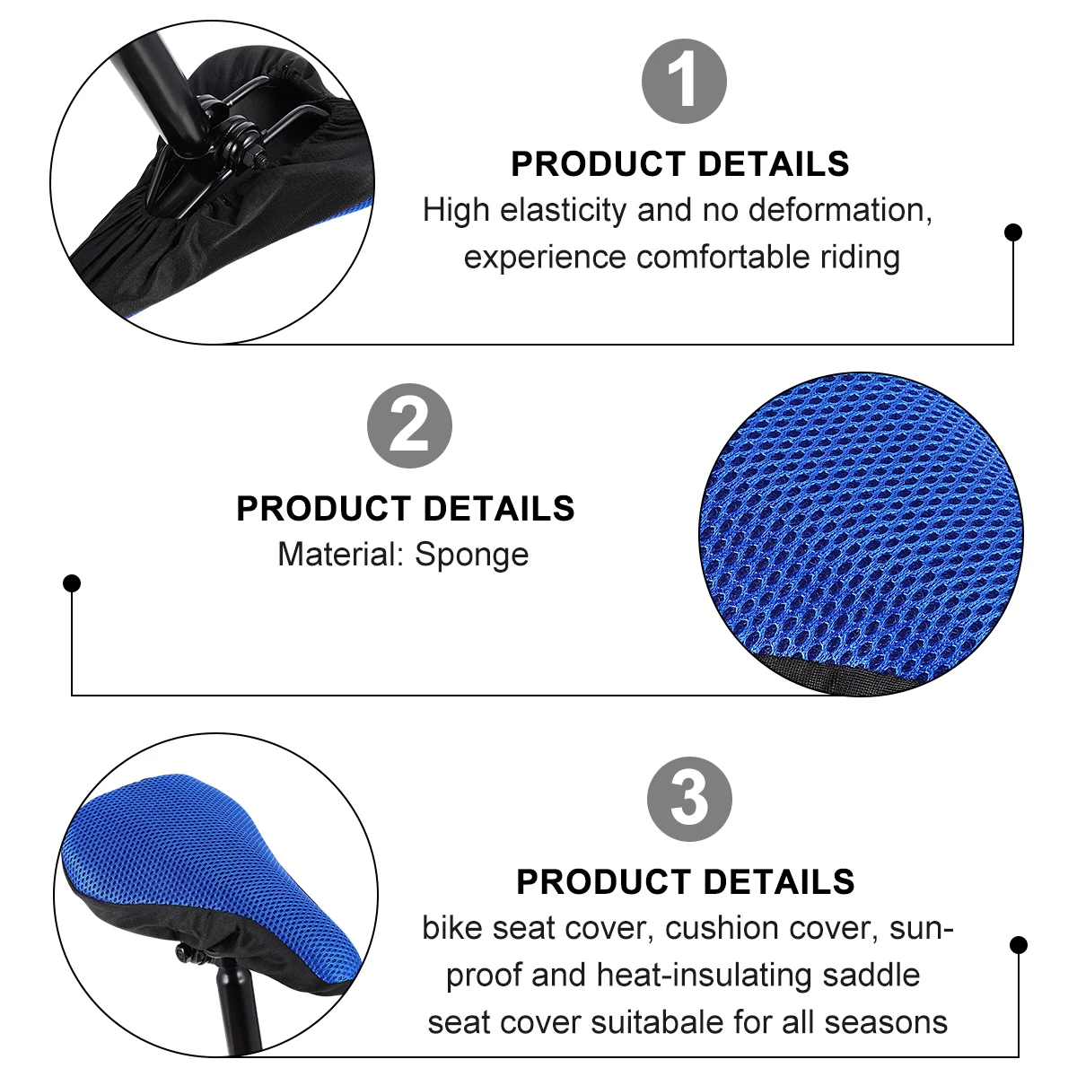 

Bike Saddle Cover Breathable Anti-Slip Seat Cushion Elastic For Mountain Kids Bicycle Lightweight Durable