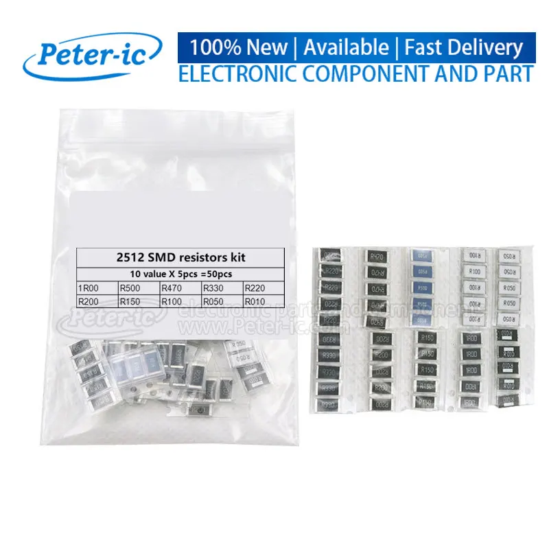 10/33/80Values Set of Resistors 1210 2010 2512 SMD Resistor Assorted Kit 1R-1M Sample 5%(50-800pcs)