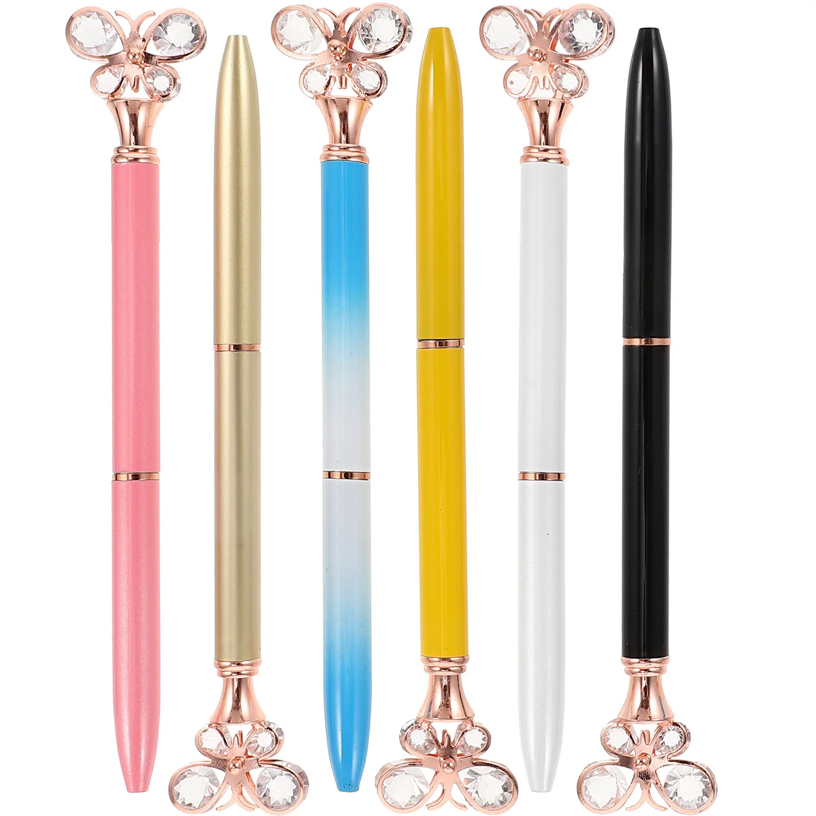 6 قطع أقلام حبر جاف على شكل فراشة ماسية مكتبية أدوات مكتبية معدنية للوازم المدرسية #4