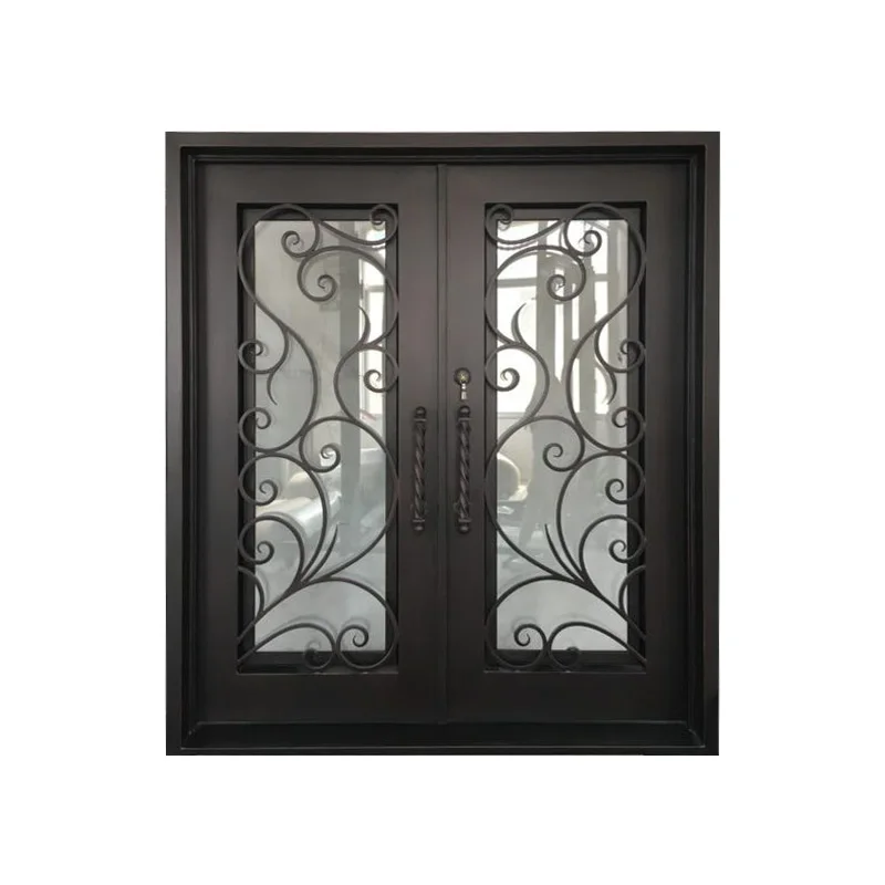 

67FT 8 FT Luxury Exterior Main Double Security Door Wrought Iron Front Entry Door Prices