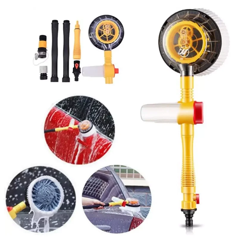 Auto Rotating Car Wash Brush Kit - 360° Spin Long Handle Pressure Washer Mop with Hose Nozzle for Cars/RV/Truck/Yard/Garden mop