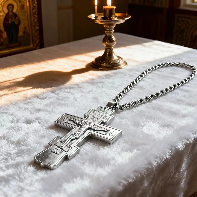 Neues 2026 Klassisches Orthodoxes Kreuz-Anhänger, vergoldet mit graviertem Kruzifix, christliche Andachtskette für den Gottesdienst und den Alltag – Detail 3