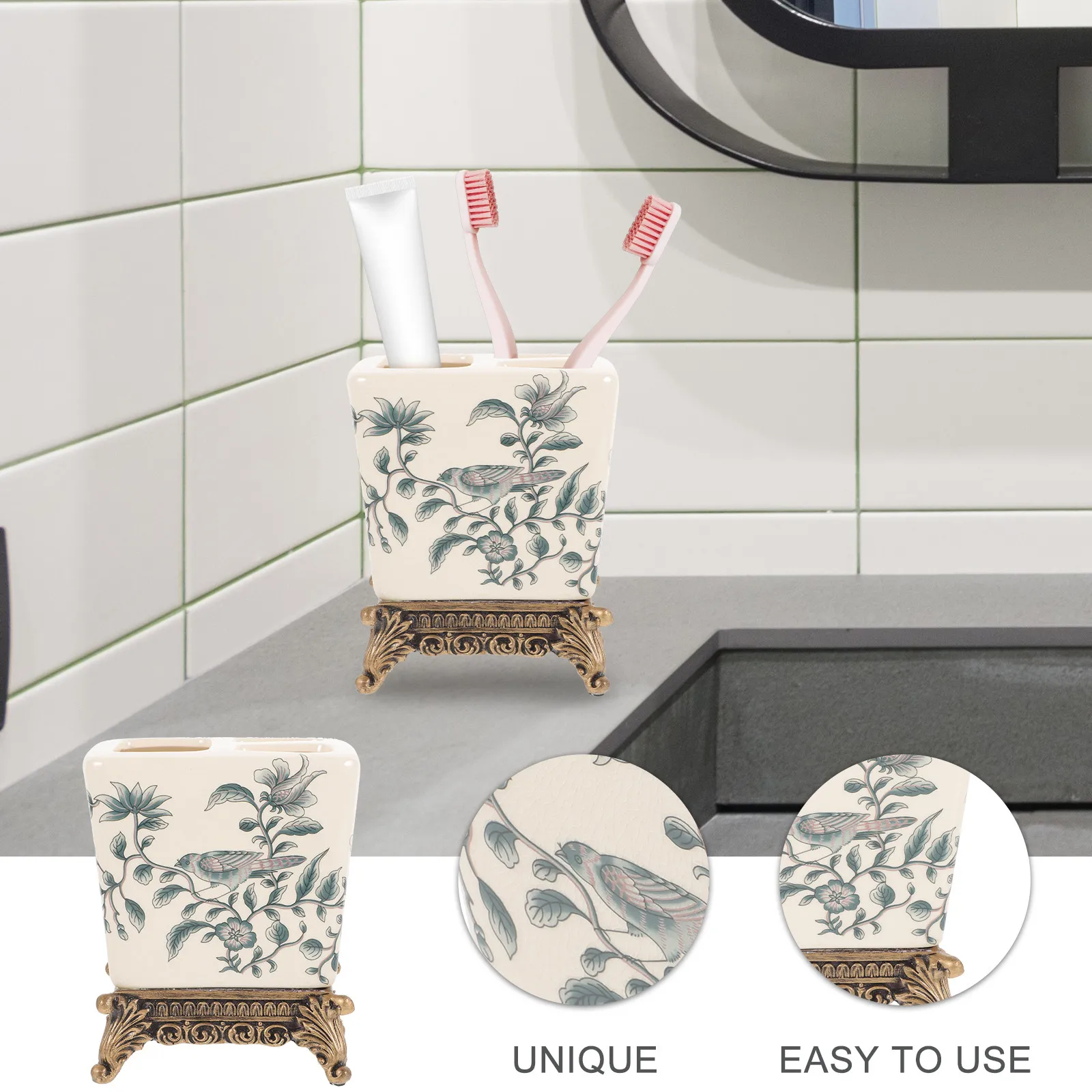 

Bathroom Toothbrush Holders Ceramic Stands Organizer Bases Minimalist Countertop Creative