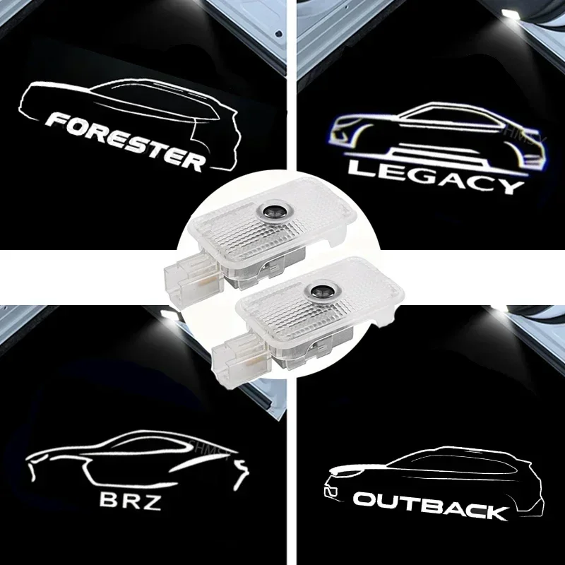 2PCS Car Door Welcome Courtesy Lights for Subaru Forester BRZ Outback Legacy Emblem Ghost Projector Shadow Lamps Accessories