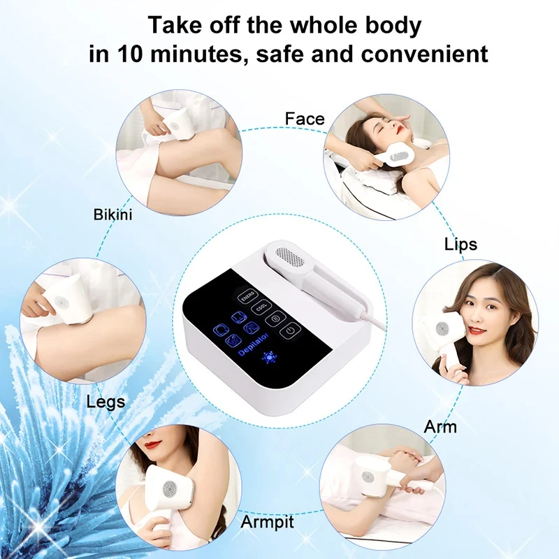 Profissional Permanente IPL Laser Epilator para mulheres, máquina da remoção do cabelo do gelo, removedor do cabelo, ferramentas do Depilator, todo o corpo, biquini