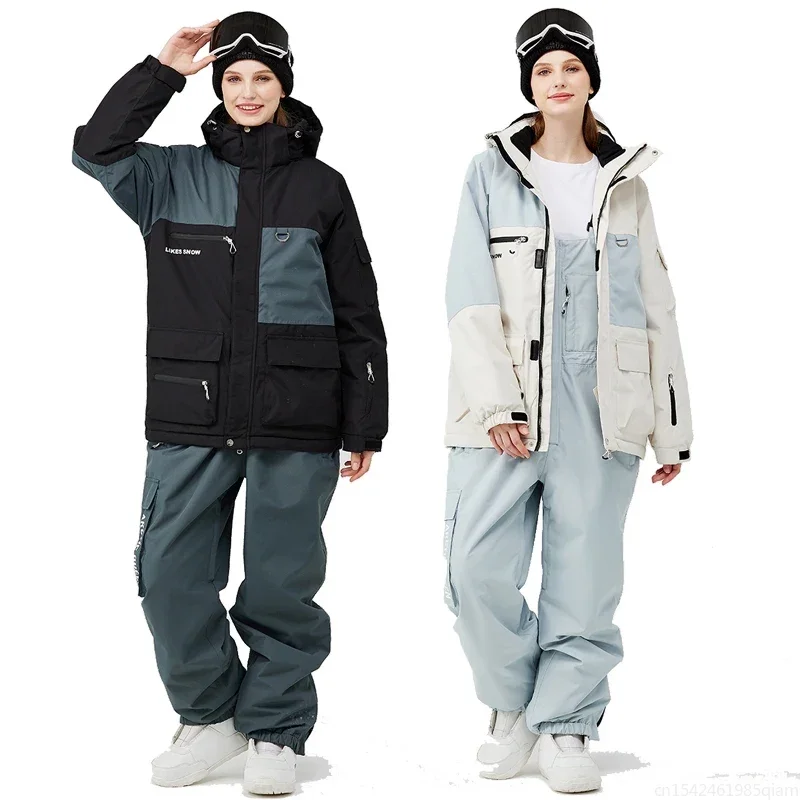 

New Man & Woman Snow Wear, Waterproof Ski Suit Set, Snowboarding Clothing, Outdoor Costumes, Winter Jackets And Bibs Pants