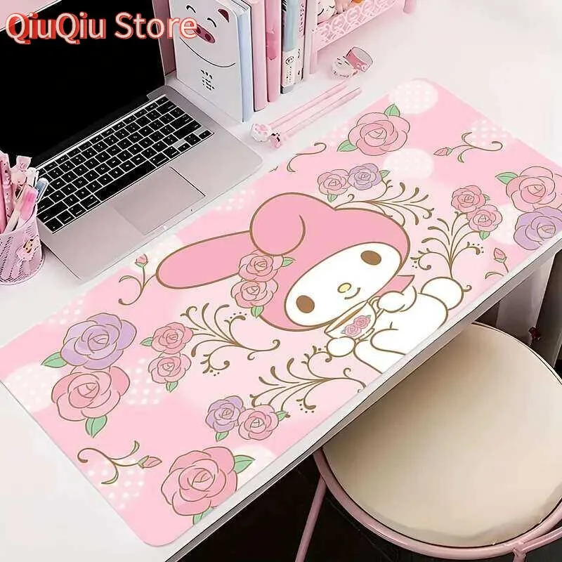 

900x400 милый коврик для мыши большой My M-Melody ноутбук офисный розовый настольный коврик резиновый аниме ПК ковер игровые аксессуары нескользящий коврик для мыши