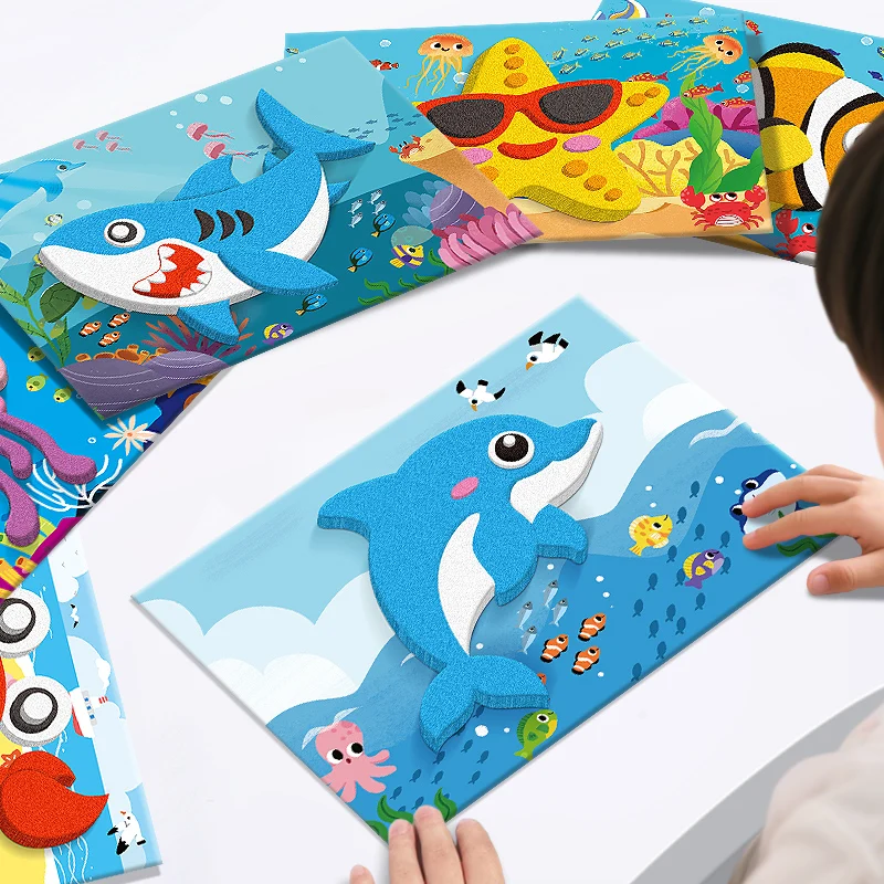 10 pezzi di adesivi 3D per bambini, puzzle con adesivi in schiuma, divertenti giochi fai da te per bambini, pittura a colori sul retro |