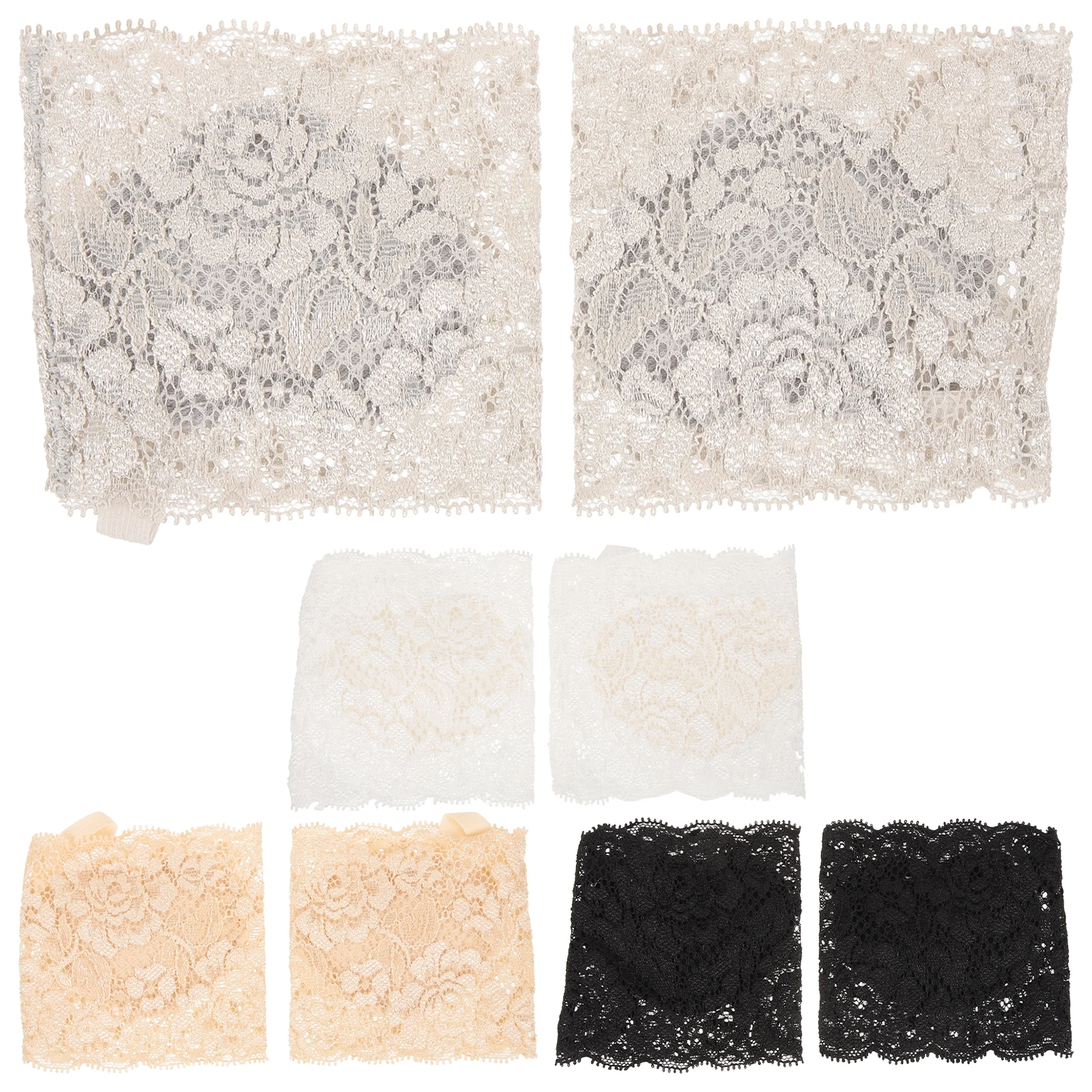 

4 Pairs Non-slip Forefoot Women Half Toe Grip Black White Gray Skin Color Sweet Lace Invisible Fish Mouth Socks High Heels Half