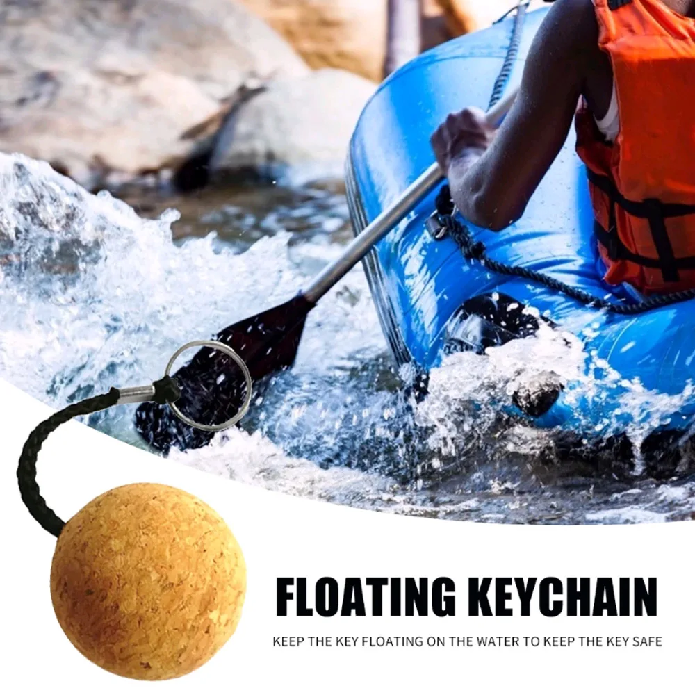 1x Buoyant Key Chains 35mm Floating Cork Ball Keyrings Buoy Boats Key Rings Keychain for Sea Surfing Diving Fishing
