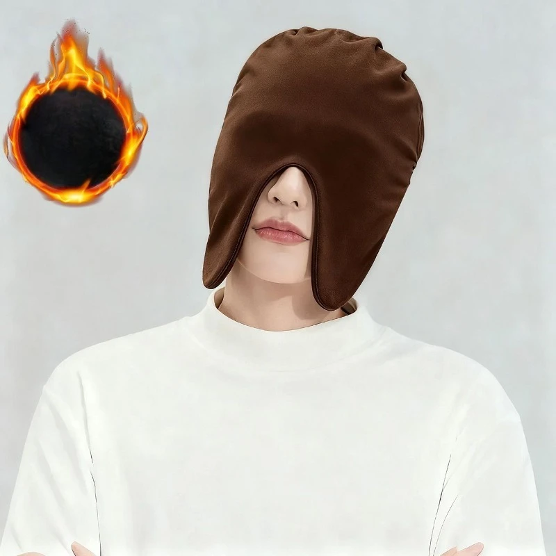 قبعة نوم مخملية حرارية مزدوجة الجوانب للشتاء مقاومة للرياح تحجب الضوء قبعة نوم دافئة لتخفيف الصداع للجنسين أغطية رأس ليلية