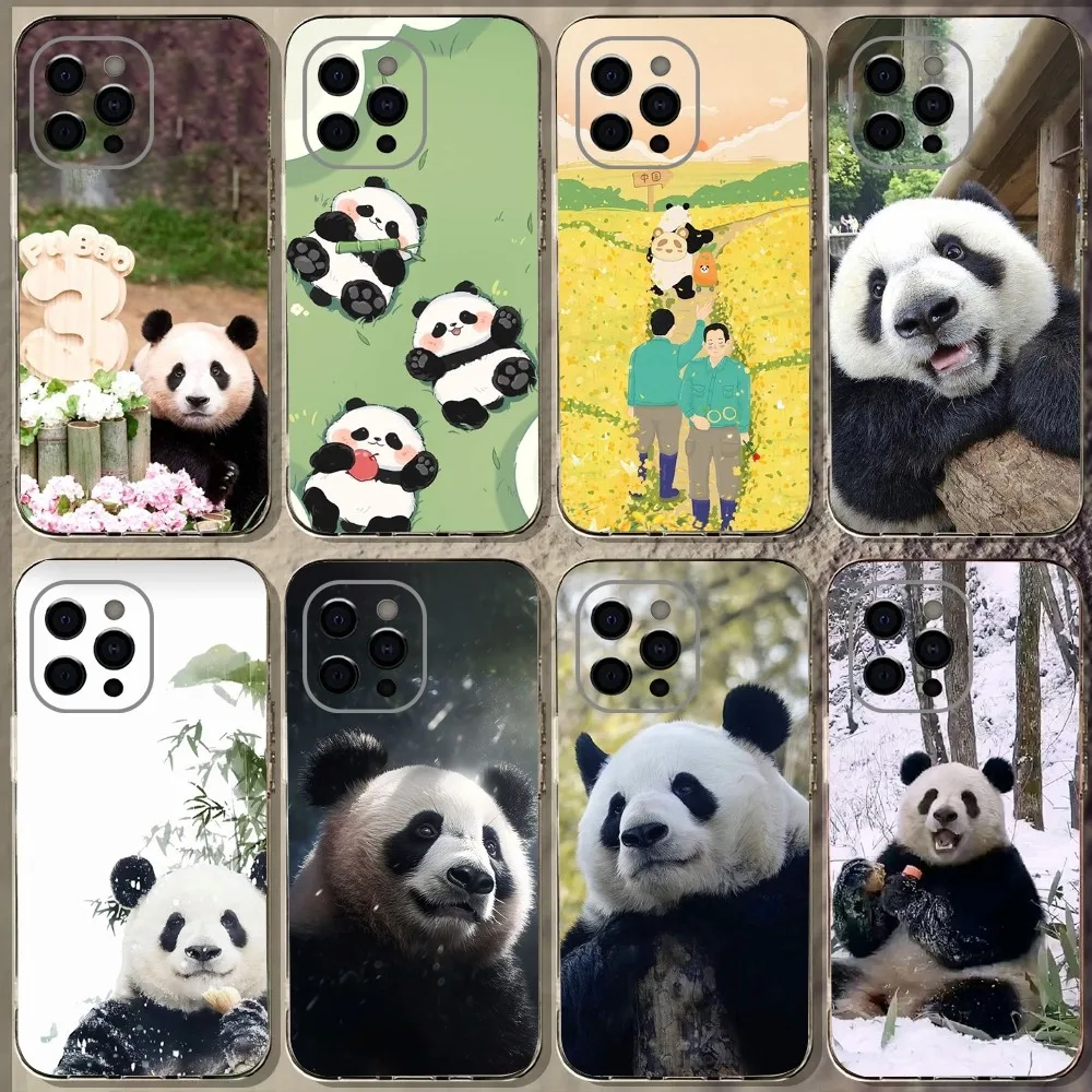 Fubao panda Animal Phone Case For iPhone 15,14,13,12,11 Plus,Pro,Max,XR,XS,X,7,8 Plus,SE,Mini Transparent Soft Cover