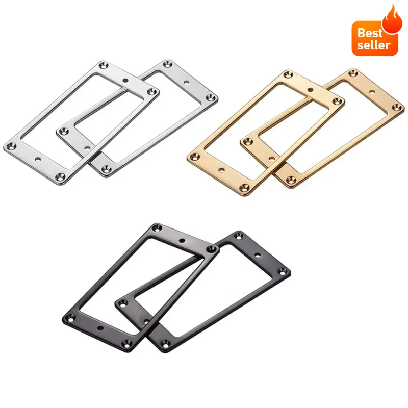 2PC Aluminum Humbucker Pickup Rings - Flat Alloy Mounting Frame for Electric Guitar Bridge/Neck Pickups Replacement Cover