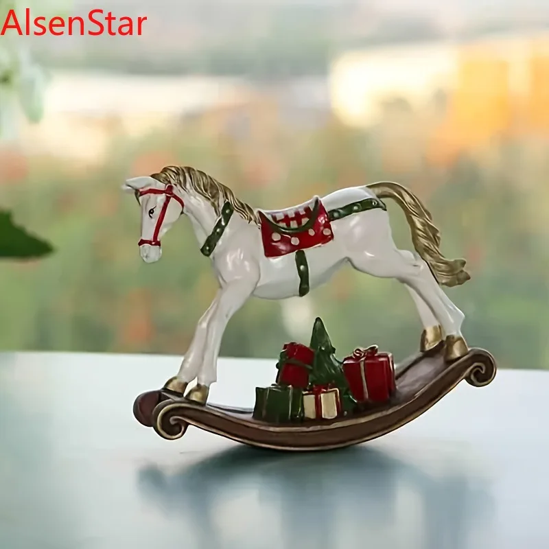 

Resin Rocking Horse Ornament Christmas Gifts Living Room Bookcase Room Desktop Ornaments Home Decoration Wholesale