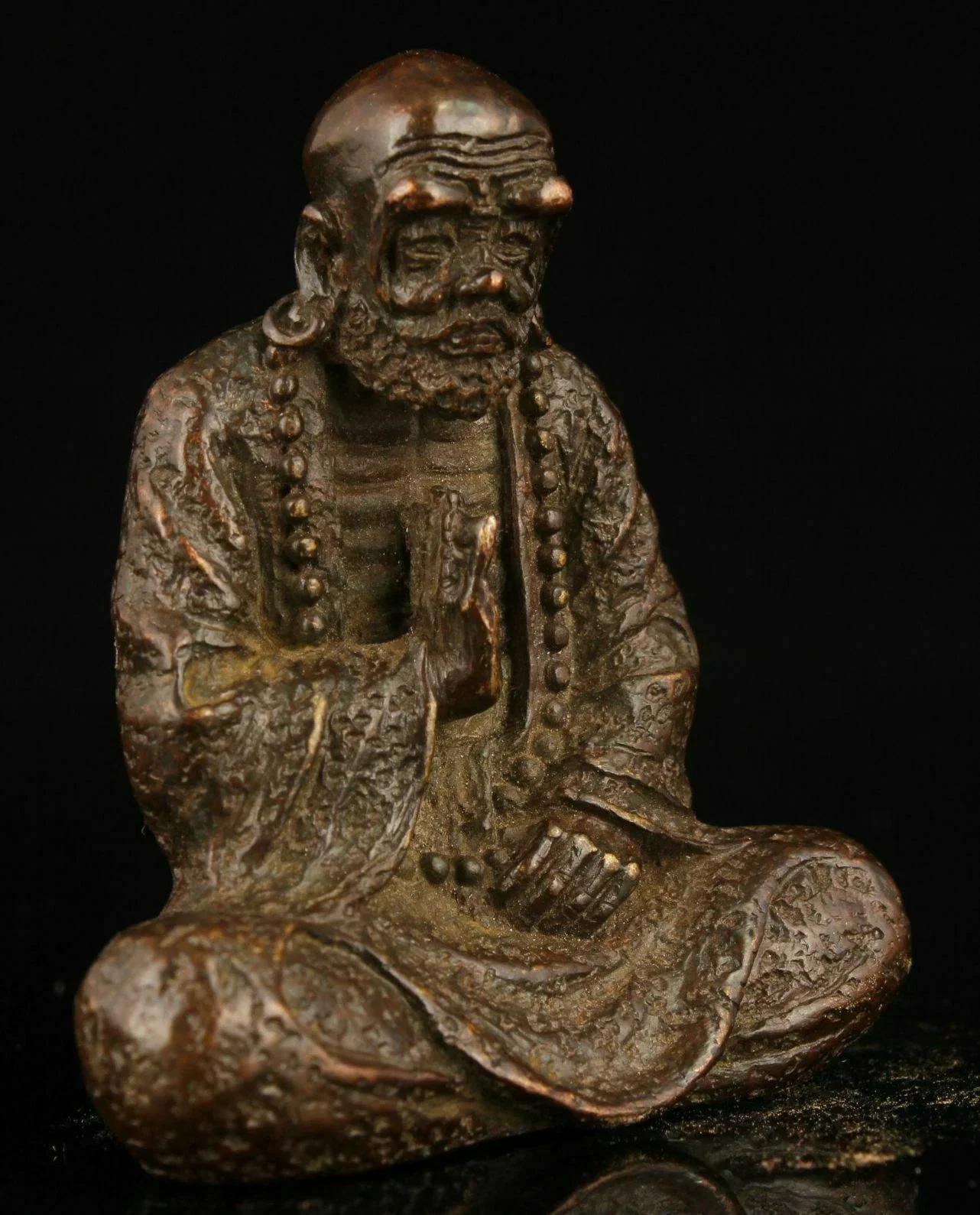 Blessing Collectibles Chinese art Retro Pure Red Copper Bodhidharma Statue