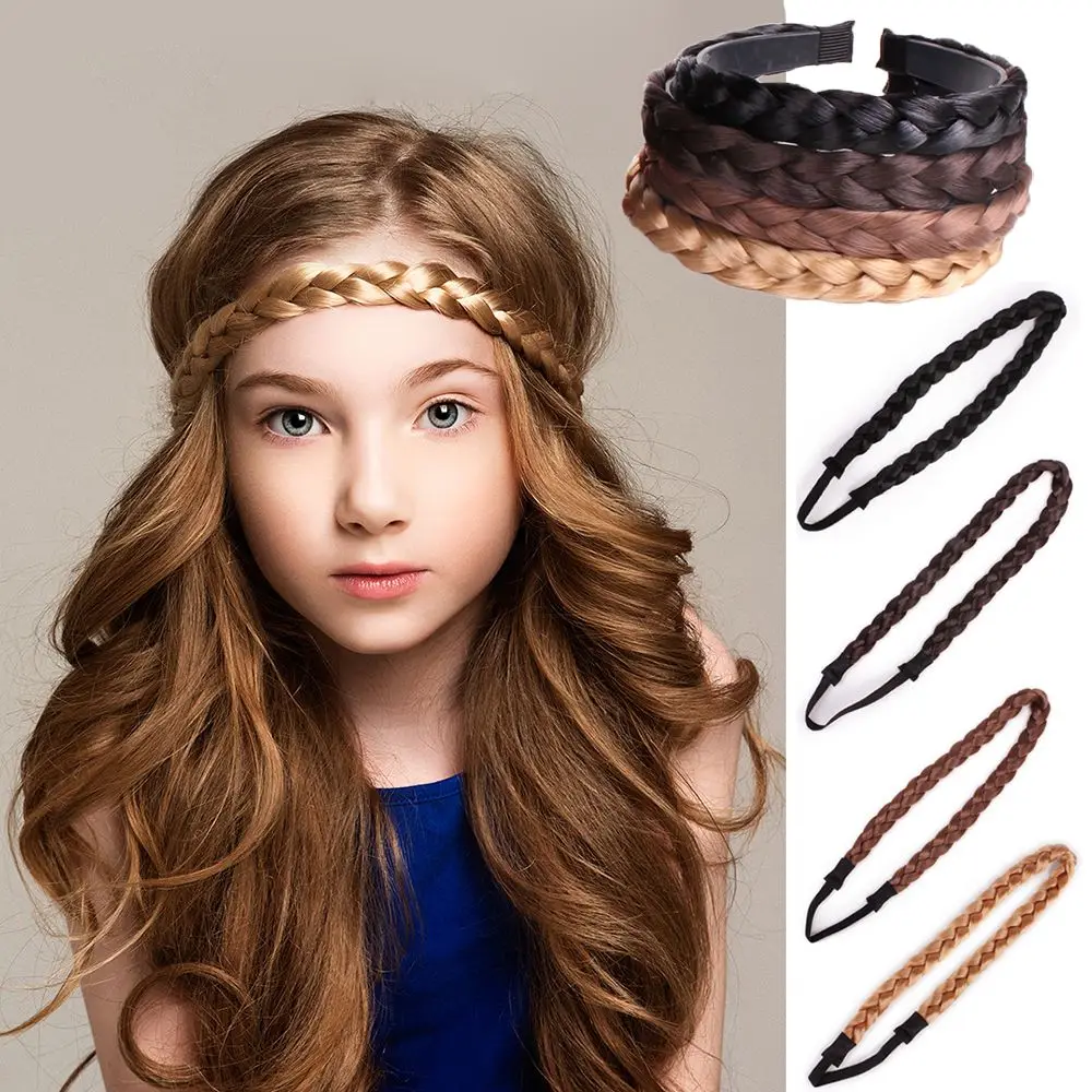

Wedding Vintage Women Elastic Head hoop Hair Accessories Twisted Wig Headband Hair Bands Braided Headband Synthetic Wig