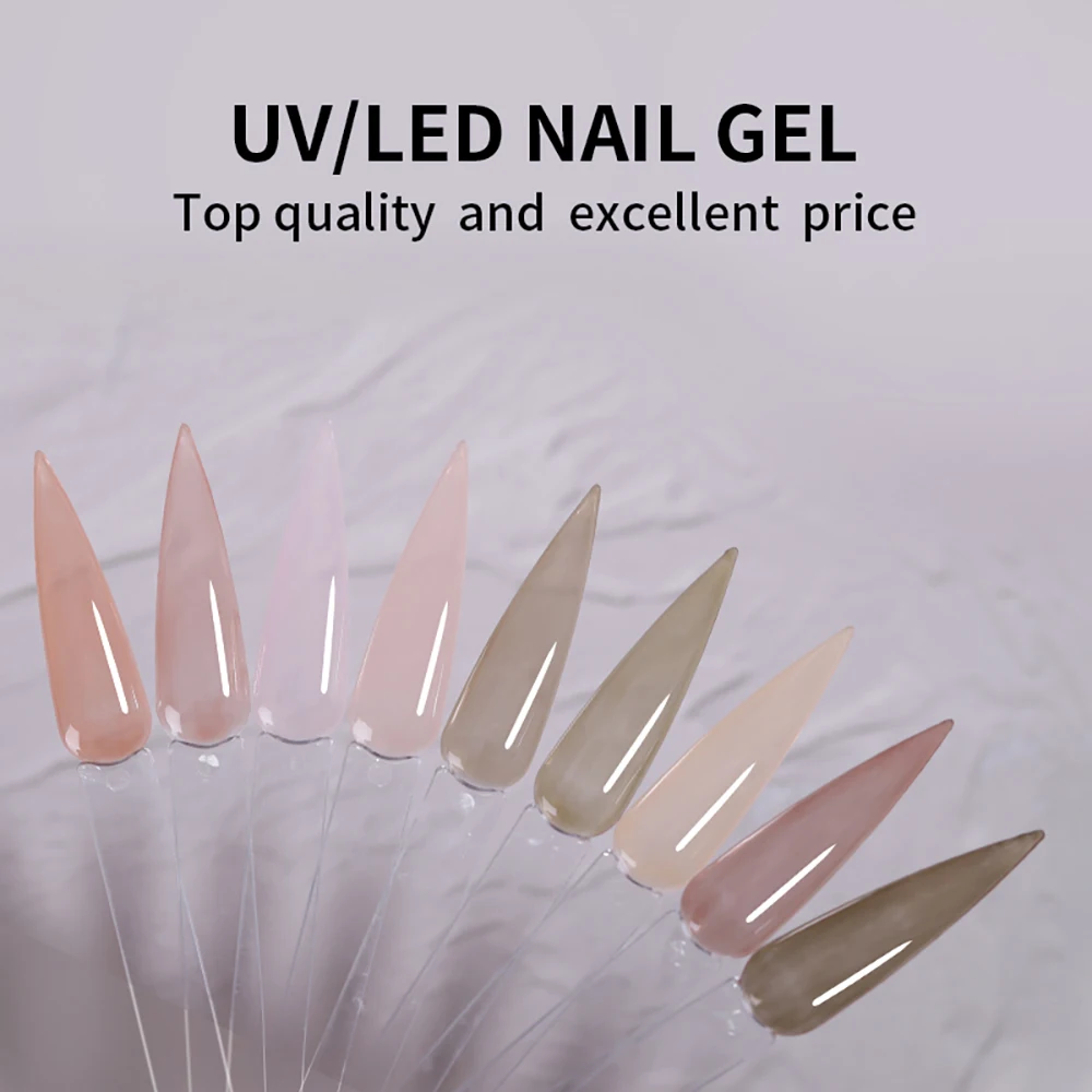 

Vendeeni 9 Colors/set Nude Pink Skin Jelly Transparent Gel Nail Polish UV LED Jade Nail Varnish With Color Card TPO/HEMA FREE