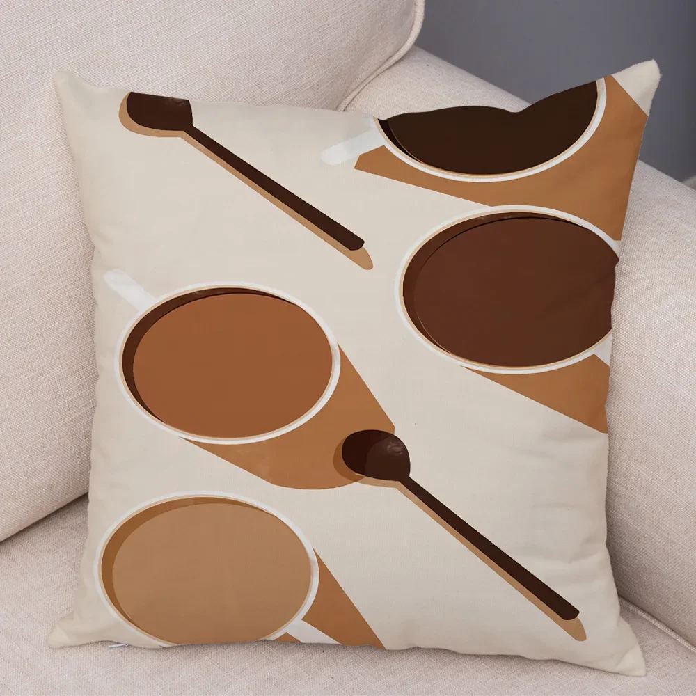 Coffee Espresso Americano Mocha Soft Plush Cushion Cover Decor Nordic Pillowcase Double Print Throw Pillow Case for Sofa Home