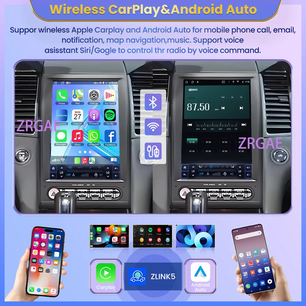 Car Android 15 For Ford Taurus 2010-2019 Tesla Screen Touch Screen Multimedia Player Carplay Auto Bluetooth GPS Navigation WIFI
