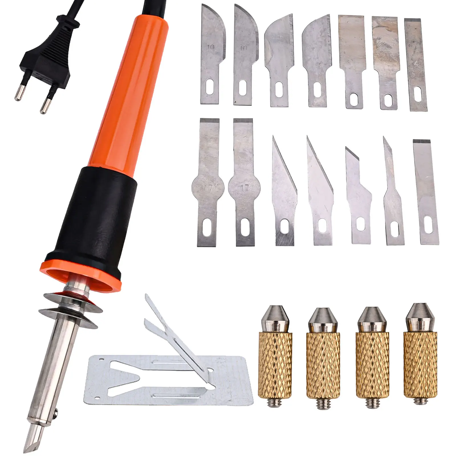 3355555522pcsElectricHot Heat Stencil Cutter Tool Kit With 16 Blades  For Carving Pumpkins Rubber Stamp Sheets Foam Wood Plastic