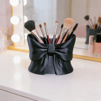 Vintage Bow 3D Printed Pen Container Makeup Brush Holder Cosmetic Brush Storage Boxes Cosmetic Brush Organizer for Vanity & Desk