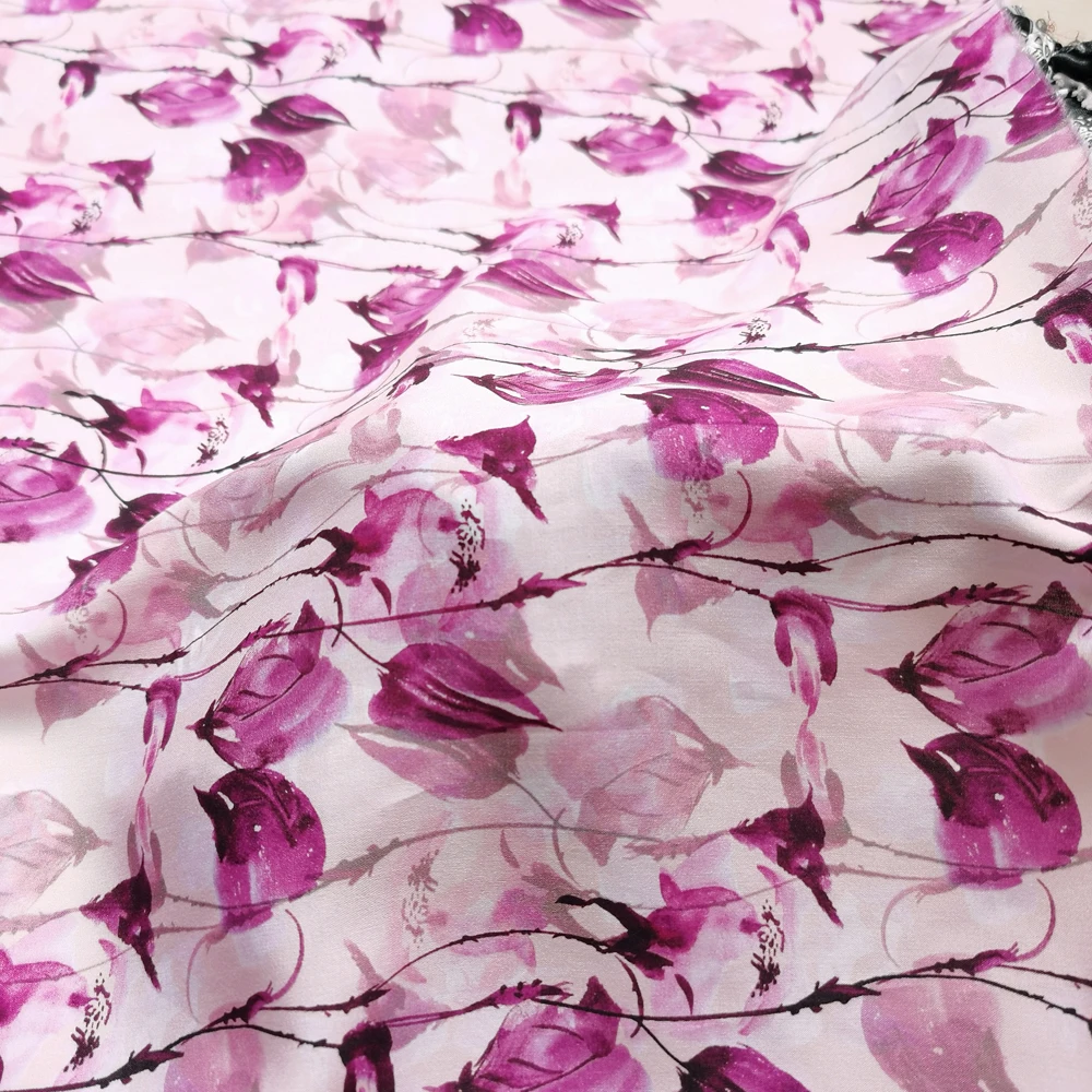 1 Meter x 1,4 Meter Blumenmuster-Viskosestoff, weiches Rayonmaterial für Kleider – Detail 7