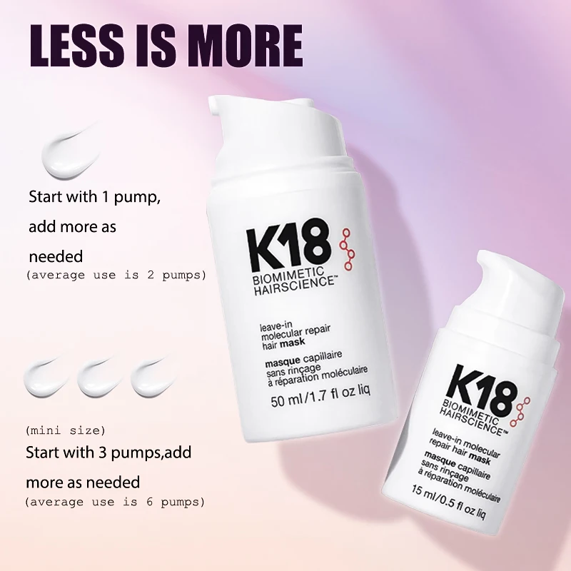 K18  Molecular Repair Concentrated Hair Mask 50ml Structure Reduction Reversal Dyeing Scalding Damage Strong Tough Smooth Glossy