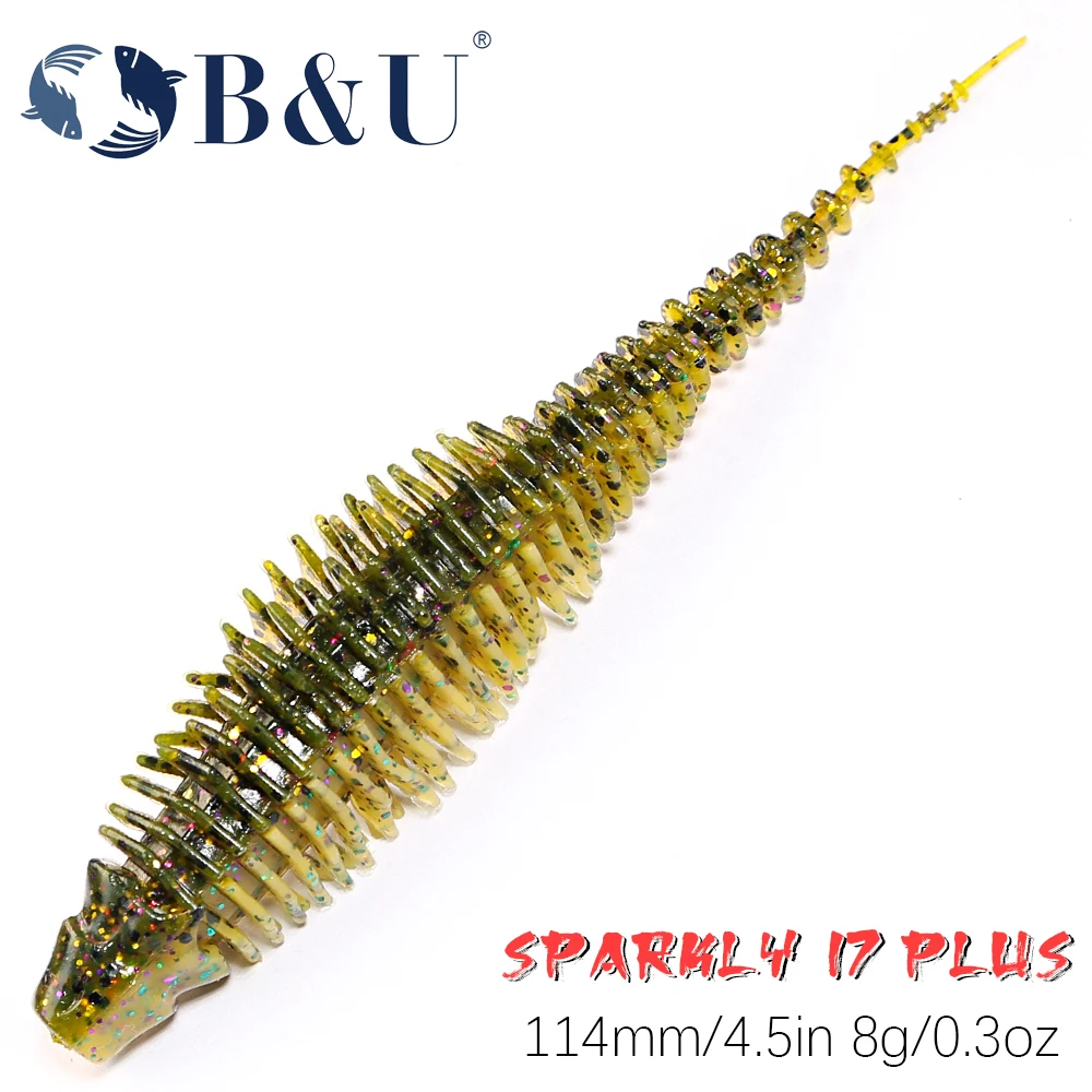 

B&U 5pcs 11.4cm Swimming Worm Bait Senko Wacky Stick Soft Lures for Perch Bass Fishing Lure Drop Rig Soft Bait Worm Baits