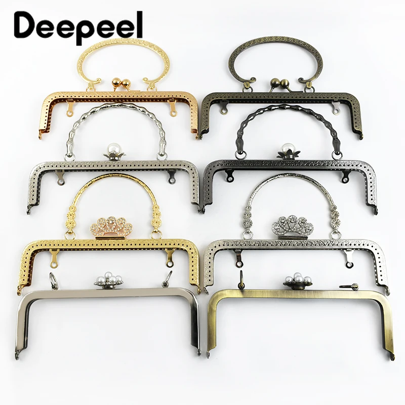 1/2/5Pcs 20cm Embossed Metal Handle for Bags Purse Frame Kiss Clasp Woven-Bags Handles DIY Sewing Brackets Women Bag Accessories