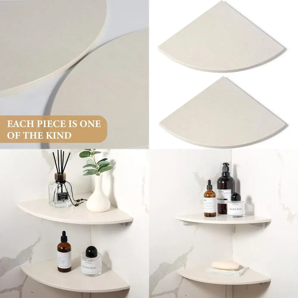 

Угловая полка для душа, 10 полированных мраморных подставок для ванны, настенная каменная полка, установка без сверления, двухуровневый желтый цвет