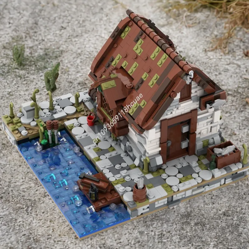 1575-Piece High-Detail Fisherman's Cottage With Detailed Roof And Dock, Suitable For Display And Collection Building Blocks