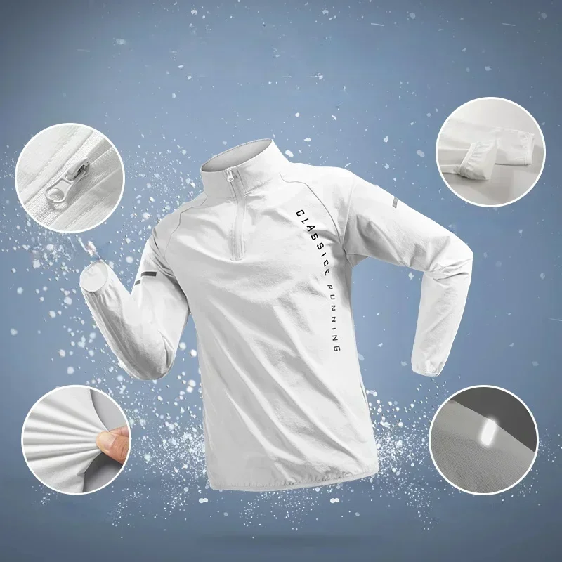 2026 White Men Running Jackets Gym Zipper Hooded Sport Jacke Jogging Training Fitness Sweatshirt Casual Running Sportswear