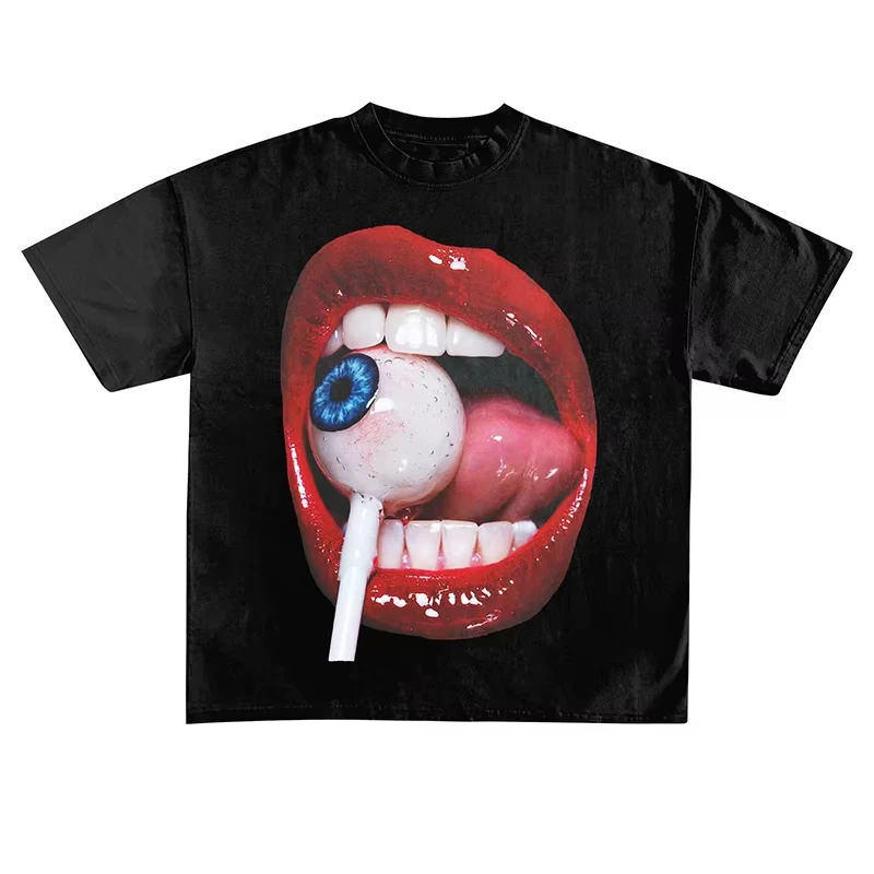 

Vintage Y2K Cotton T-shirt Harajuku Graphic Print Tee Grunge Gothic Casual Short Sleeve T-shirt Oversized Hip Hop Streetwear Top
