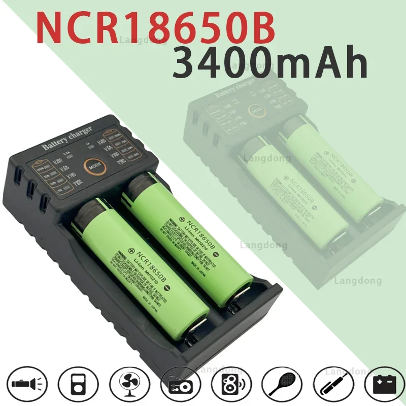 

100% NCR18650B 3.7V 3400mAh rechargeable lithium battery, suitable for Panasonic flashlights, original, New 18650 battery tip