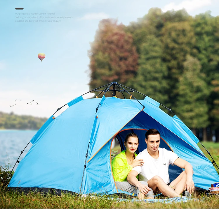 Outdoor Automatic Pop up Camping Tent, Portable Beach Folding Tent, Waterproof, 1-4 Persons