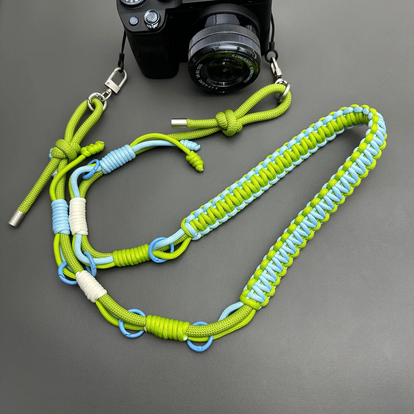 Outdoor Tactical Multifunctional Hand Braided Camera Bag Strap Adjustable Replacement Phone Lanyard Expandable Crossbody Strap