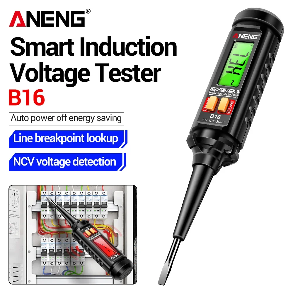 Caneta Testadora Digital de Tensão AC 12V-300V ANENG B16, Chave de Fenda com Sensor de Tensão Sem Contato NCV, Detector de Alarme Sonoro e Luminoso