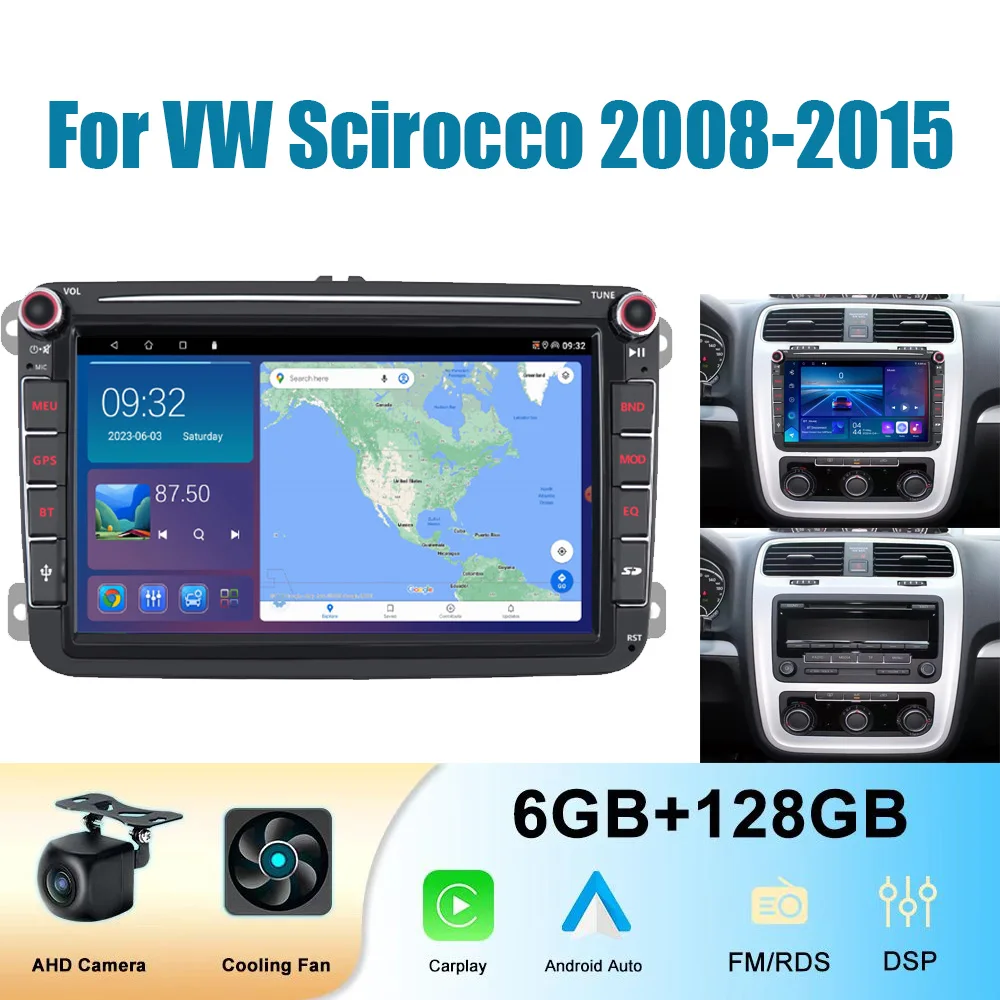 

8" 6-128GB Car Radio Wireless CarPlay For VW Scirocco 2008-2015 Android 15 Auto Head Unit Car Multimedia Player