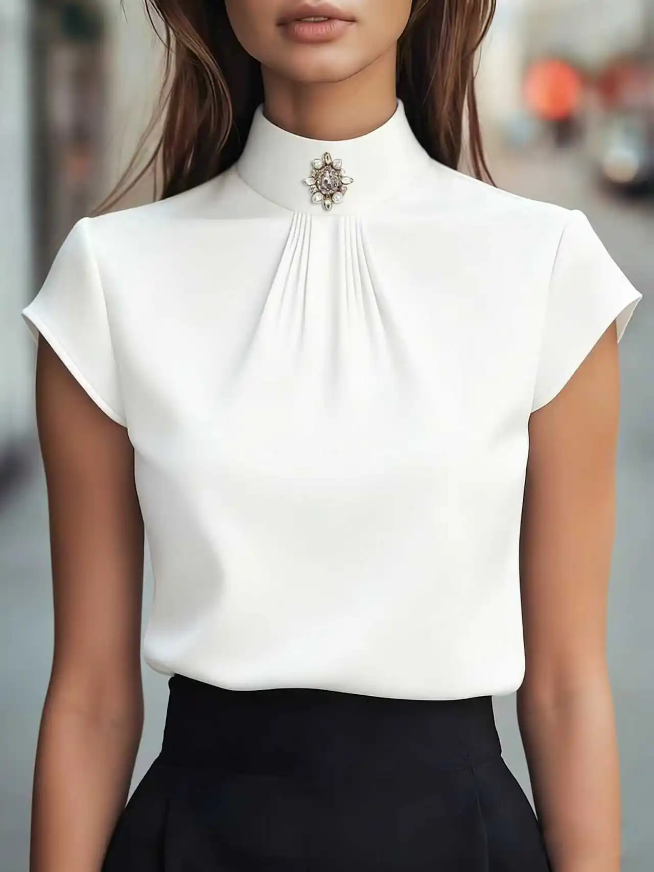 

Стильная женская рубашка свободного кроя, модная повседневная блузка, элегантная женская рубашка с коротким рукавом, топ для отпуска и выходных