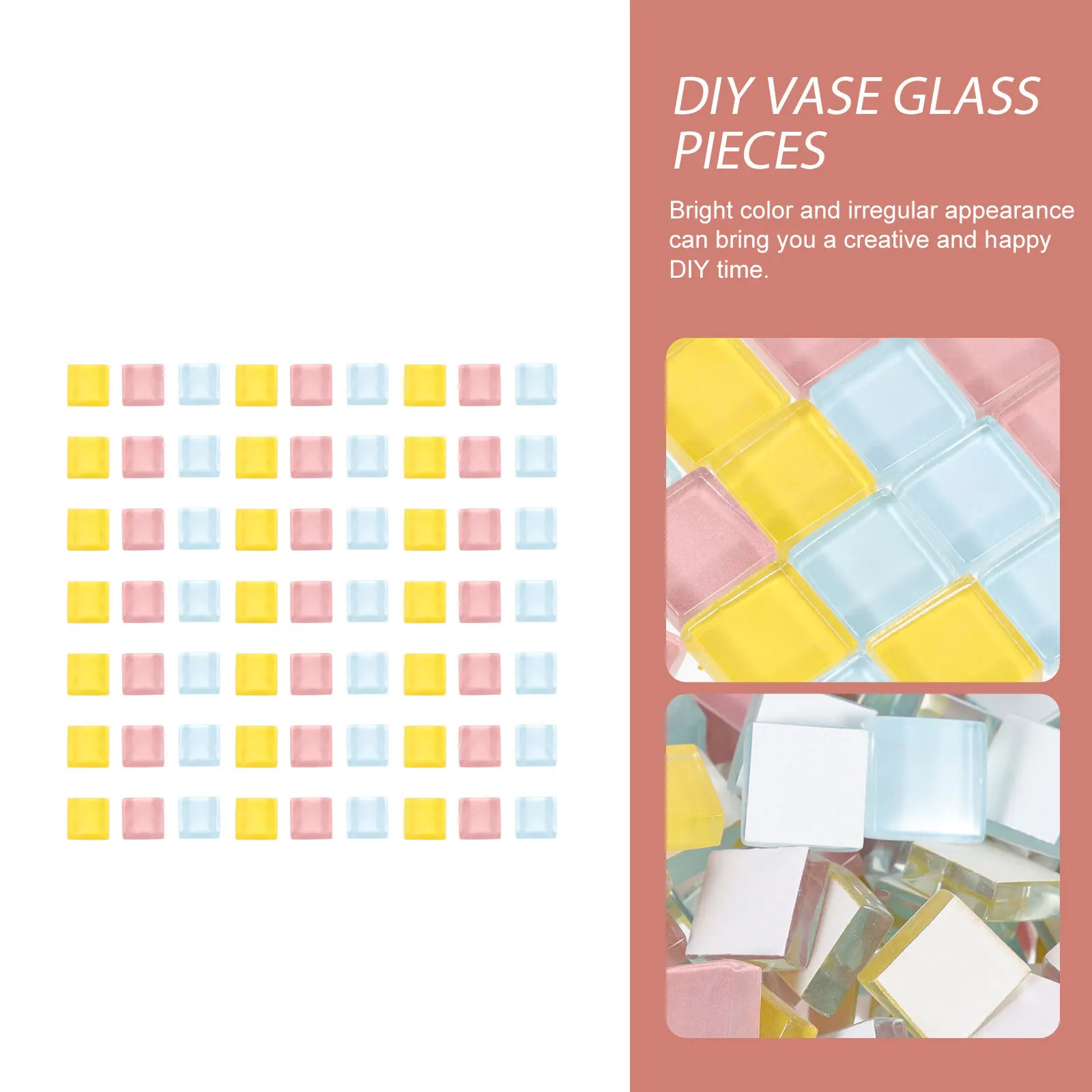 

300Pcs Crystal Glass Mosaic Tiles Smooth Safe Edges DIY Craft Material for Art Decor Vase Renovation